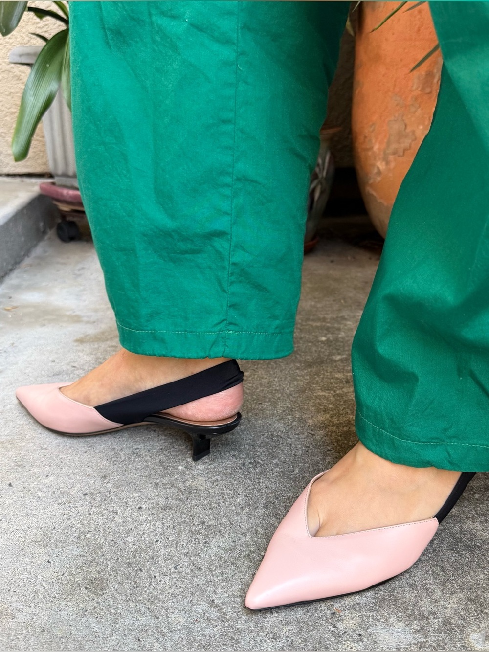 Emporio Armani Pink and Black Flats